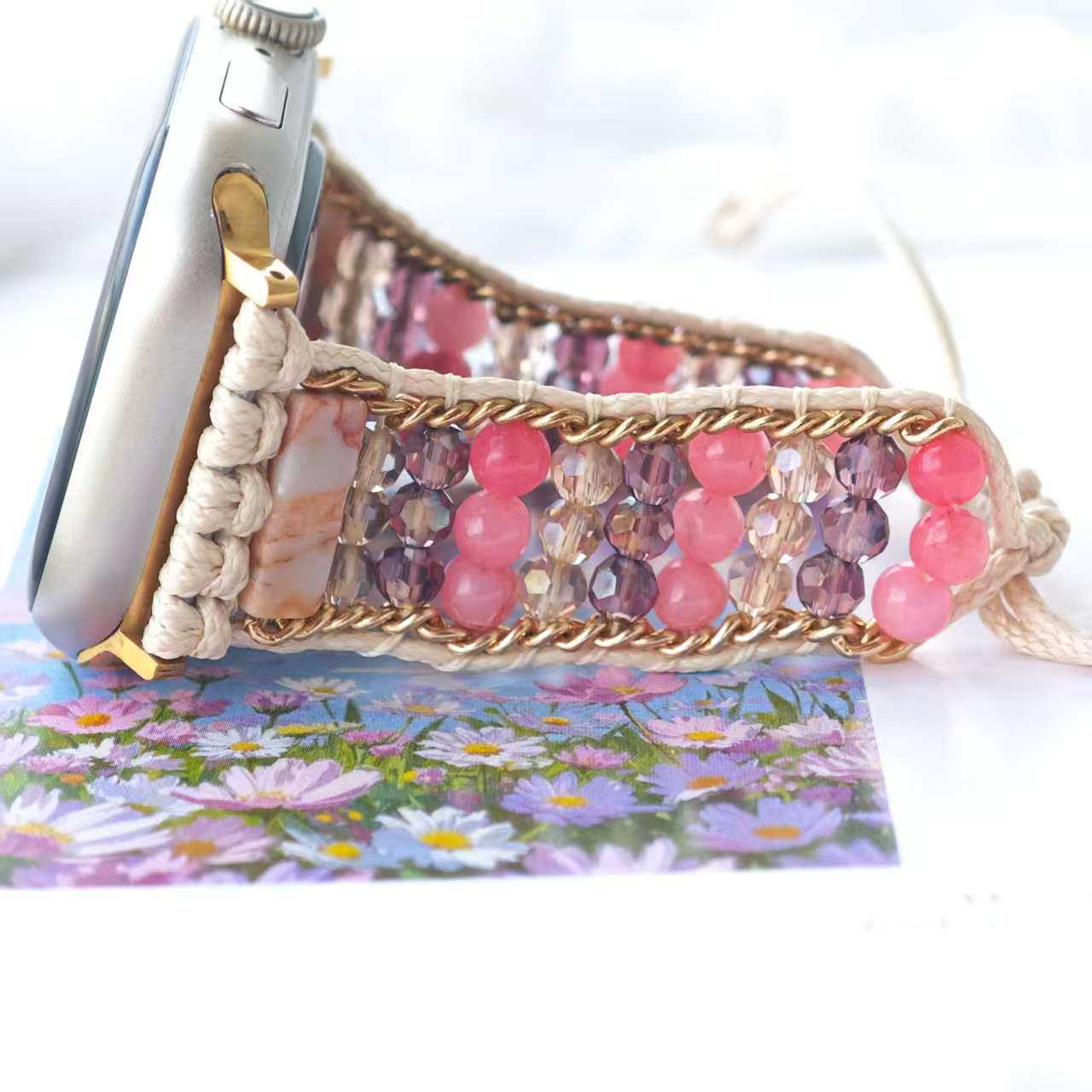 Jasper & Crystal Macrame Apple Watch Strap