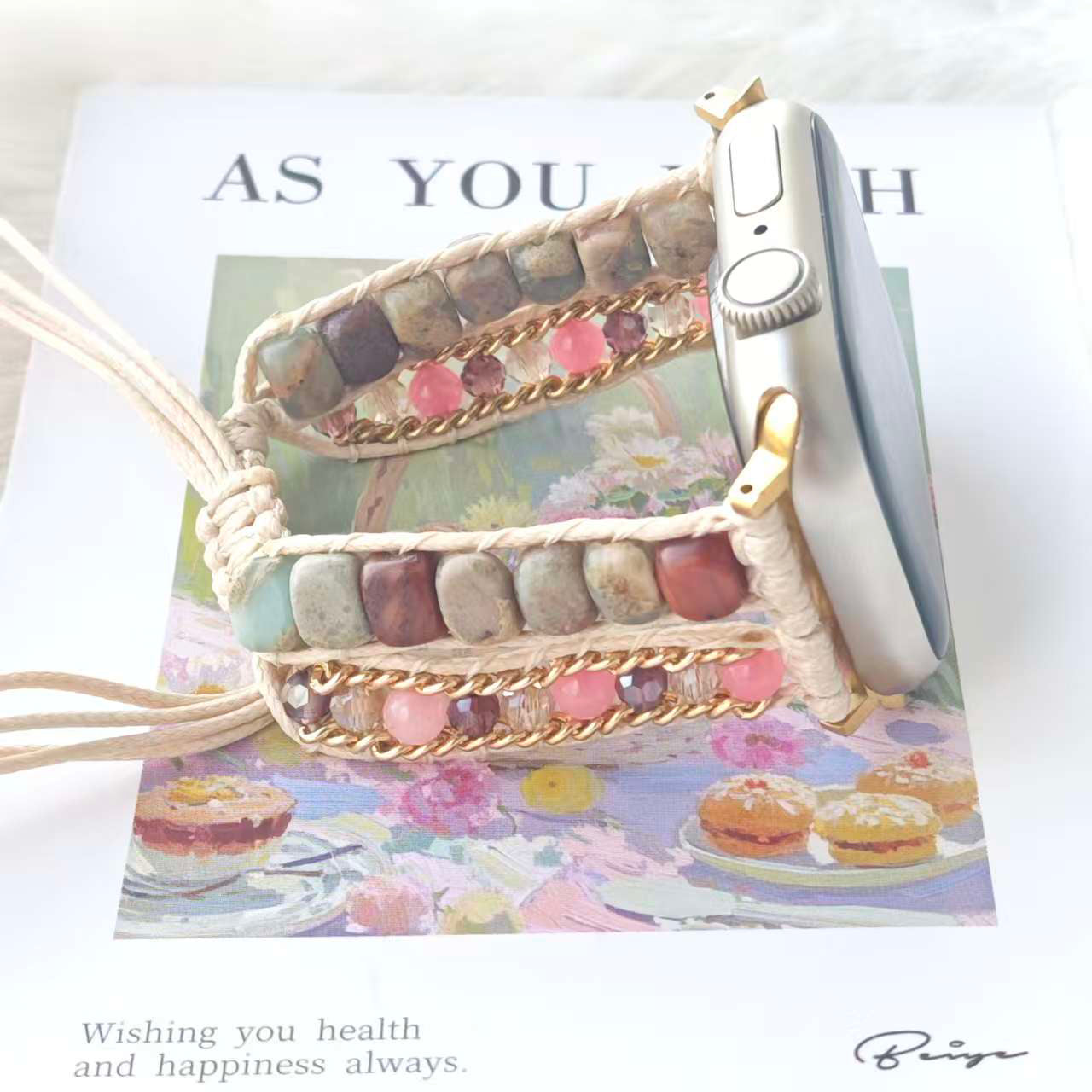 Jasper & Crystal Macrame Apple Watch Strap