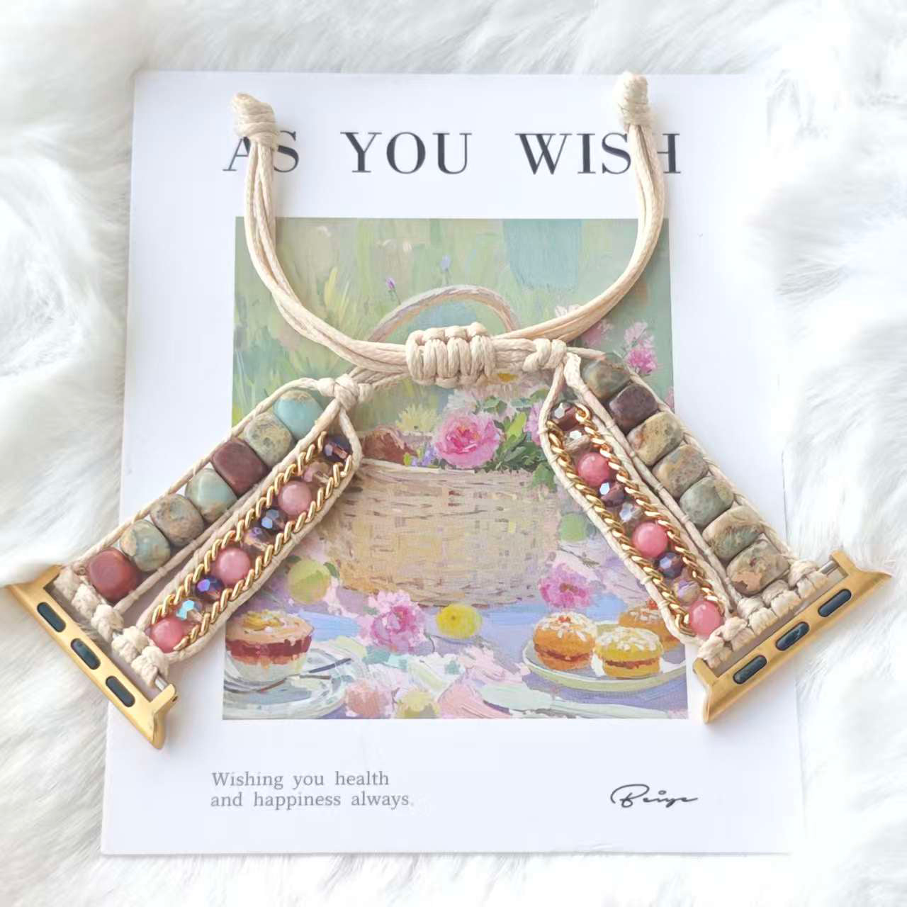Jasper & Crystal Macrame Apple Watch Strap