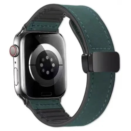 Smartwatch with a green band on a white background