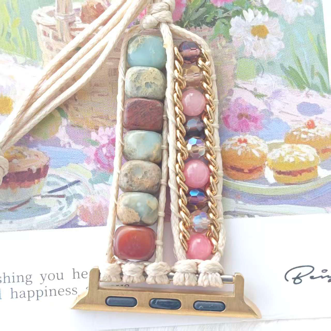 Jasper & Crystal Macrame Apple Watch Strap
