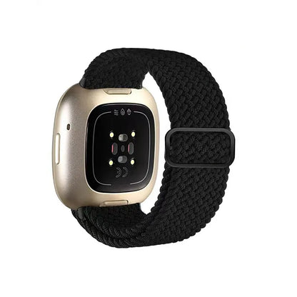 Smartwatch with a black woven band on a white background