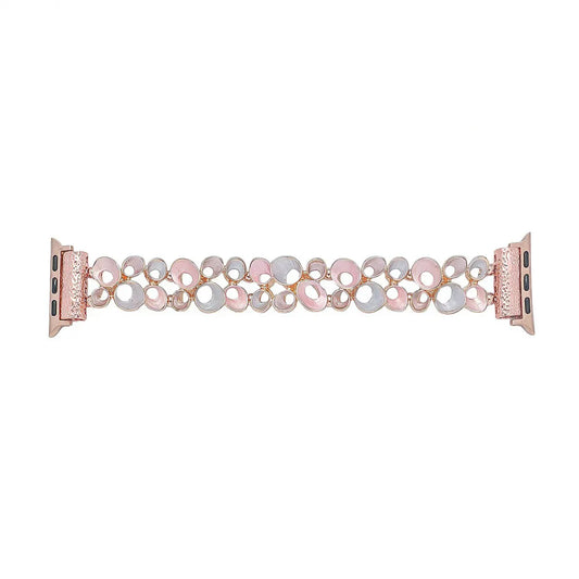 Watch band with rose gold and multicolored design on a white background