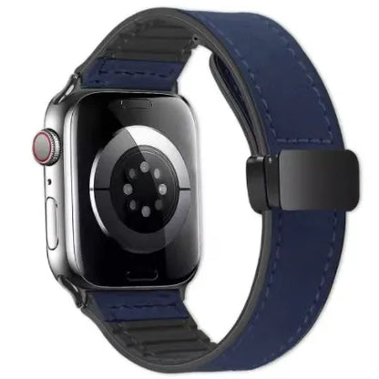 Smartwatch with a blue and black band on a white background