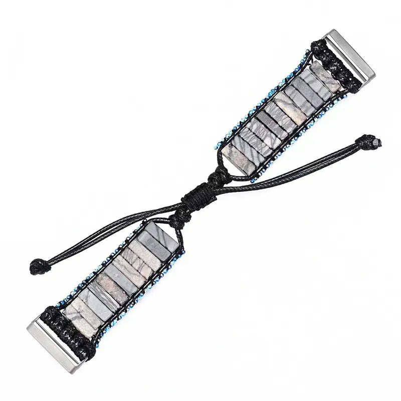 Bracelet with stone beads on a white background