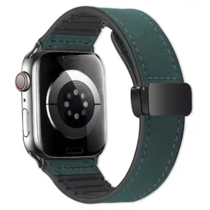 Smartwatch with a green band on a white background