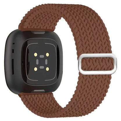 Smartwatch with a brown braided band on a white background