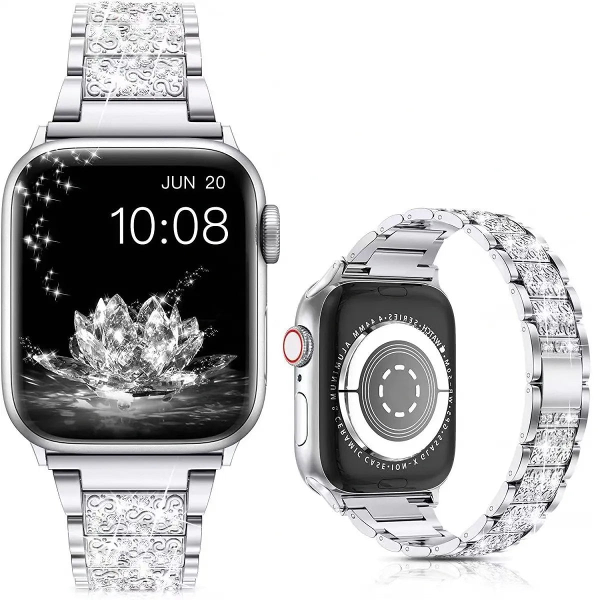 Smartwatch with a decorative band on a white background